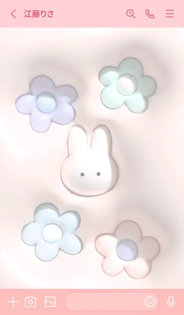 [LINE着せ替え] babypink♡ぷっくりうさぎと花06_1の画像2