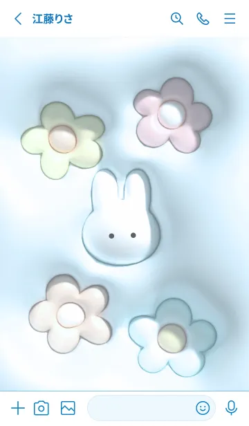 [LINE着せ替え] blue♡ぷっくりうさぎと花04_1の画像2