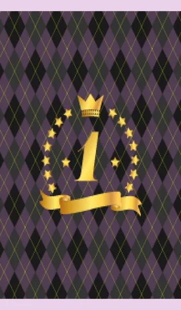 [LINE着せ替え] 優勝の王冠とアーガイル模様 薄い紫の画像1