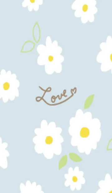 白いお花と葉っぱ。14の着せ替えメイン画像