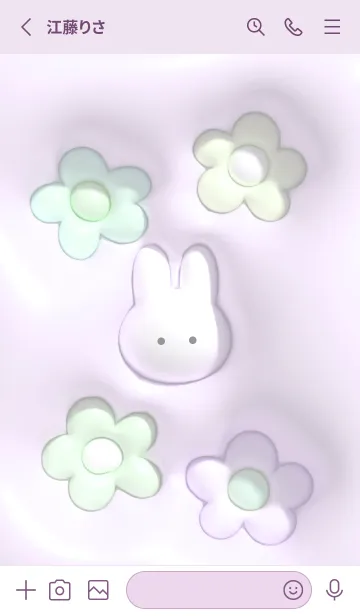 [LINE着せ替え] violet♡ぷっくりうさぎと花08_1の画像2