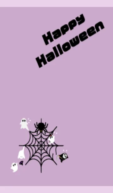 [LINE着せ替え] ハロウィン 蜘蛛の巣とお化けたち 薄い紫の画像1