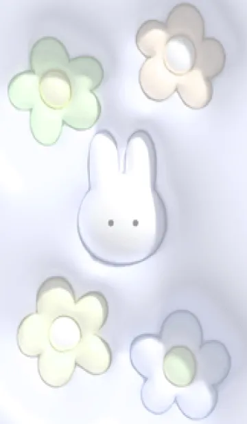 [LINE着せ替え] purple♡ぷっくりうさぎと花03_1の画像1