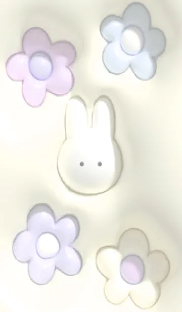 [LINE着せ替え] cream♡ぷっくりうさぎと花09_1の画像1