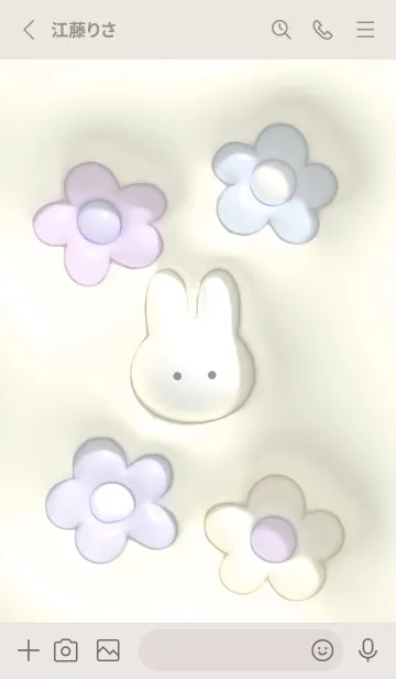 [LINE着せ替え] cream♡ぷっくりうさぎと花09_1の画像2