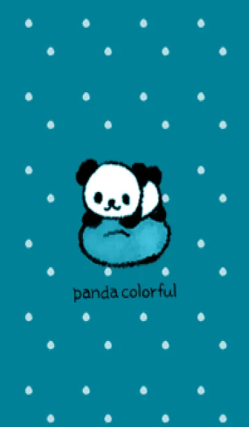[LINE着せ替え] Panda colorful - turquoise 02の画像1