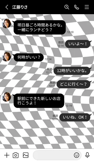 [LINE着せ替え] ✦ Y2K CHECKERED ✦ 01 BLACK ✦の画像3