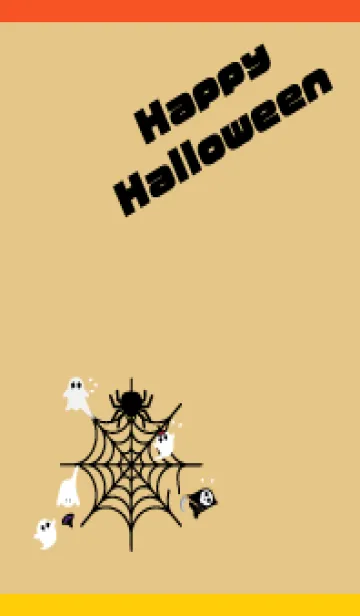 [LINE着せ替え] ハロウィン蜘蛛の巣とお化けたち 赤と黄色の画像1
