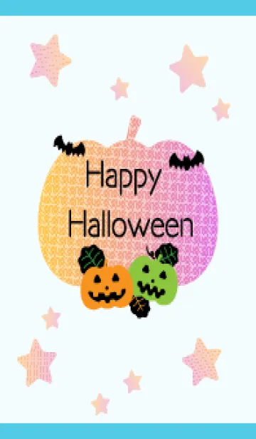 [LINE着せ替え] ハロウィン 南瓜とコウモリ 青色の画像1