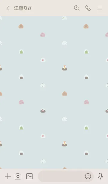 [LINE着せ替え] ちいさなおにぎり. 水色とベージュの画像2