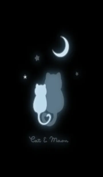 [LINE着せ替え] ネコと月 / 黒と青の画像1