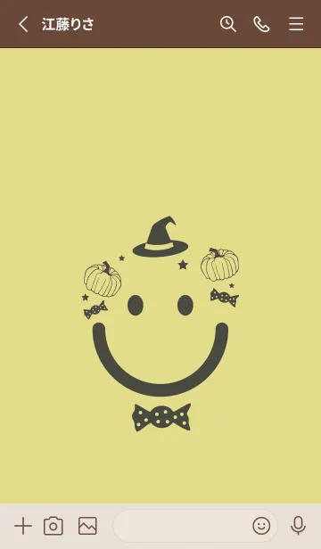 [LINE着せ替え] スマイル＆ハロウィン 枯草色の画像2