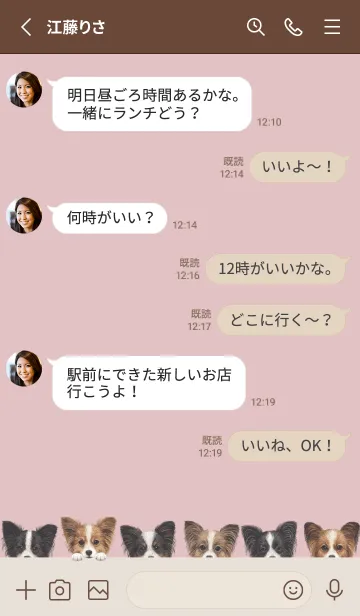 [LINE着せ替え] DOGS - パピヨン - ピンクグレーの画像3