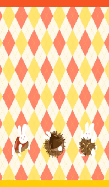 [LINE着せ替え] 栗うさぎとアーガイル 赤と黄色の画像1