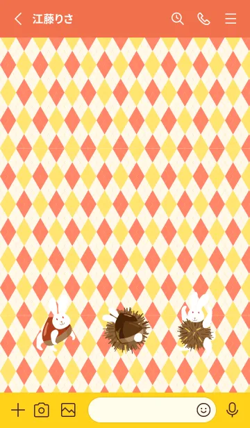 [LINE着せ替え] 栗うさぎとアーガイル 赤と黄色の画像2