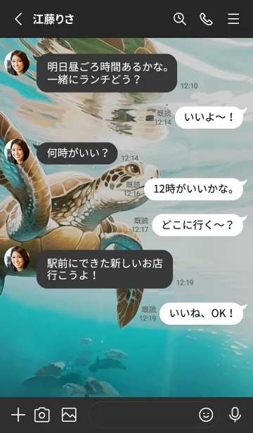 [LINE着せ替え] 海には美しいウミガメが！の画像3