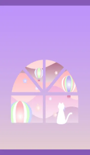 [LINE着せ替え] 窓辺の猫 紫色の画像1