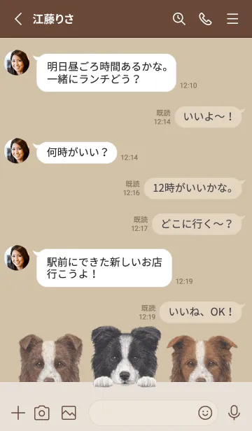 [LINE着せ替え] ワンワン-ボーダーコリー-ダスティベージュの画像3