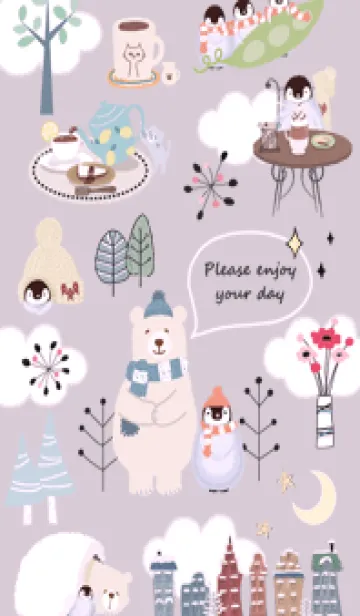 [LINE着せ替え] pinkpurple♡北欧シロクマ11_1の画像1