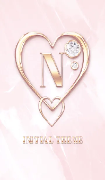 [LINE着せ替え] 【 N 】 Heart Charm & Initial - PBの画像1