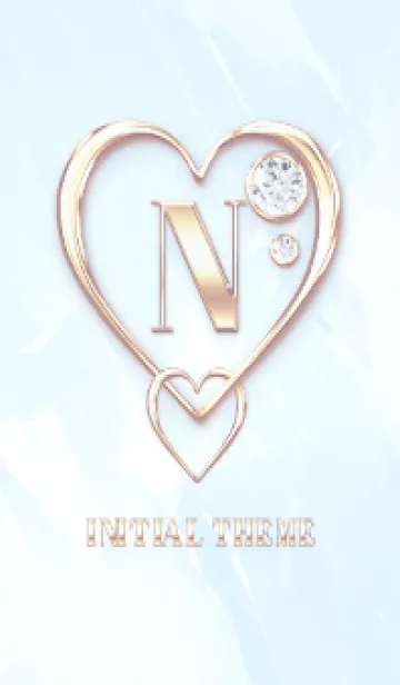 [LINE着せ替え] 【 N 】 Heart Charm & Initial - Blue 1の画像1