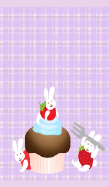[LINE着せ替え] ケーキとうさぎ苺 薄い紫の画像1
