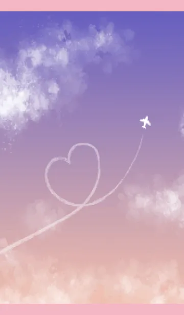 [LINE着せ替え] 夕焼けの飛行機雲 薄いピンクの画像1