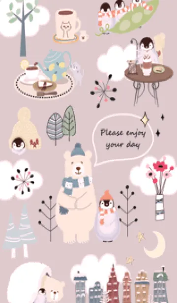 [LINE着せ替え] pink♡北欧シロクマ10_1の画像1