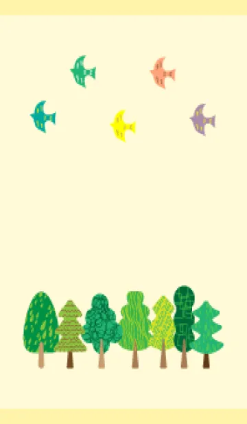 [LINE着せ替え] 北欧風イラスト 薄い黄色の画像1