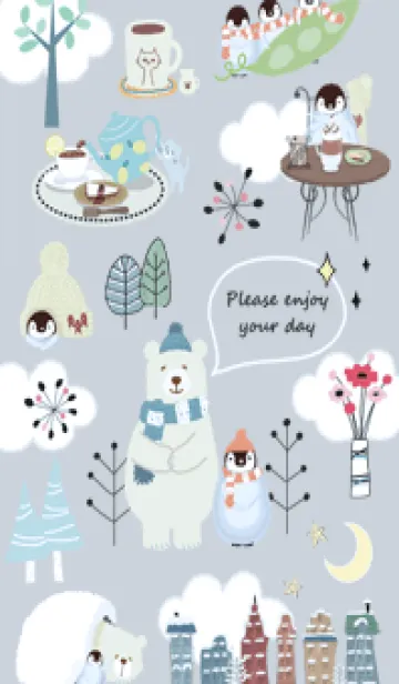 [LINE着せ替え] blue♡北欧シロクマ14_1の画像1