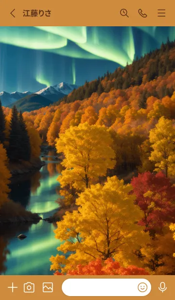 [LINE着せ替え] 紅葉とオーロラの景色01の画像2