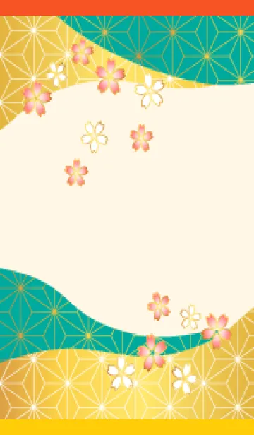[LINE着せ替え] 和柄と桜 赤と黄色の画像1