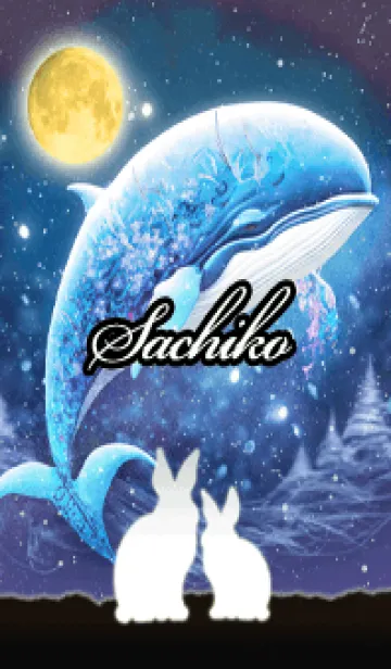 [LINE着せ替え] さちこ★白うさぎが眺める空飛ぶクジラの画像1
