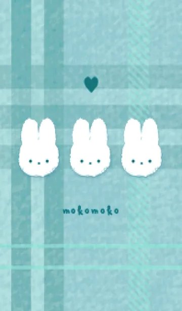 [LINE着せ替え] もこうさ x チェック柄 - Ivory & Mint 03の画像1