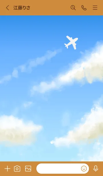 [LINE着せ替え] 飛行機雲と空 茶色の画像2