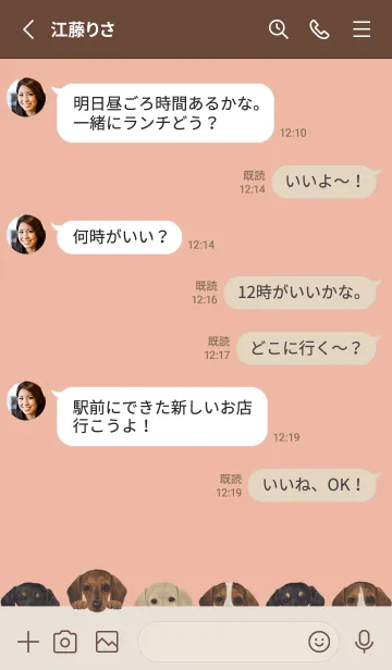 [LINE着せ替え] DOGS - ダックスフンド - サーモンピンクの画像3