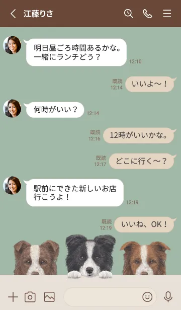 [LINE着せ替え] ワンワン-ボーダーコリー-ダスティグリーンの画像3