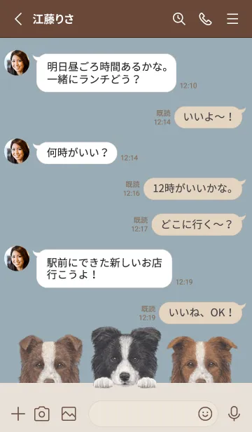 [LINE着せ替え] ワンワン-ボーダーコリー-ダスティブルーの画像3