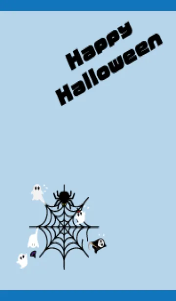 [LINE着せ替え] ハロウィン 蜘蛛の巣とお化けたち 白と青の画像1