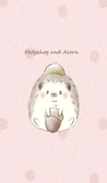 [LINE着せ替え] ハリネズミとどんぐり -ピンク- ドットの画像1