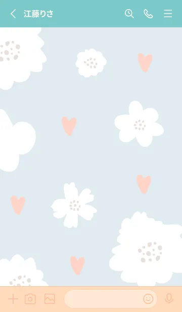 [LINE着せ替え] ハートと白い花27の画像2