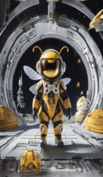 [LINE着せ替え] cute Bees lost in spaceの画像1