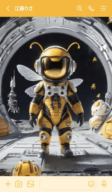 [LINE着せ替え] cute Bees lost in spaceの画像2