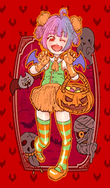 [LINE着せ替え] ハロウィン トリックオアトリート(コウモリの画像1