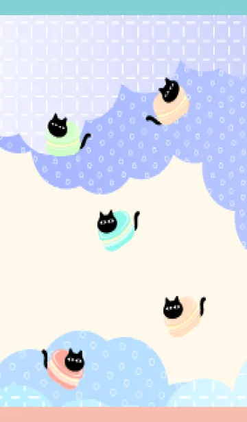 [LINE着せ替え] かわいいマカロン猫 ピンクと水色の画像1