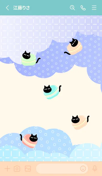 [LINE着せ替え] かわいいマカロン猫 ピンクと水色の画像2