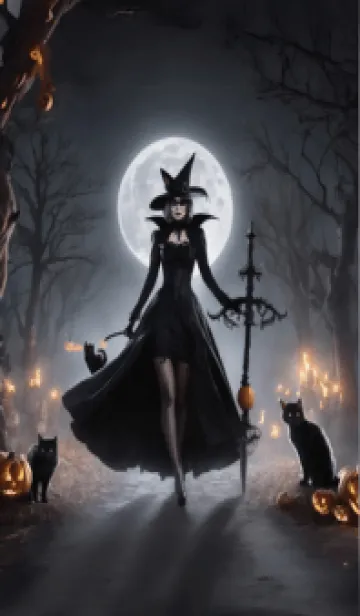[LINE着せ替え] halloween witch black catの画像1