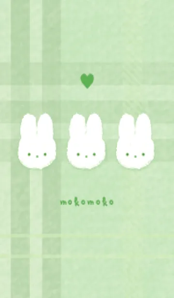 [LINE着せ替え] もこうさ x チェック柄 - グリーン 01の画像1