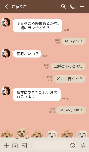 [LINE着せ替え] ゴールデンレトリバー - サーモンピンクの画像3