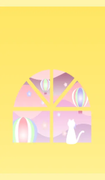 [LINE着せ替え] 窓辺の猫 薄い黄色の画像1